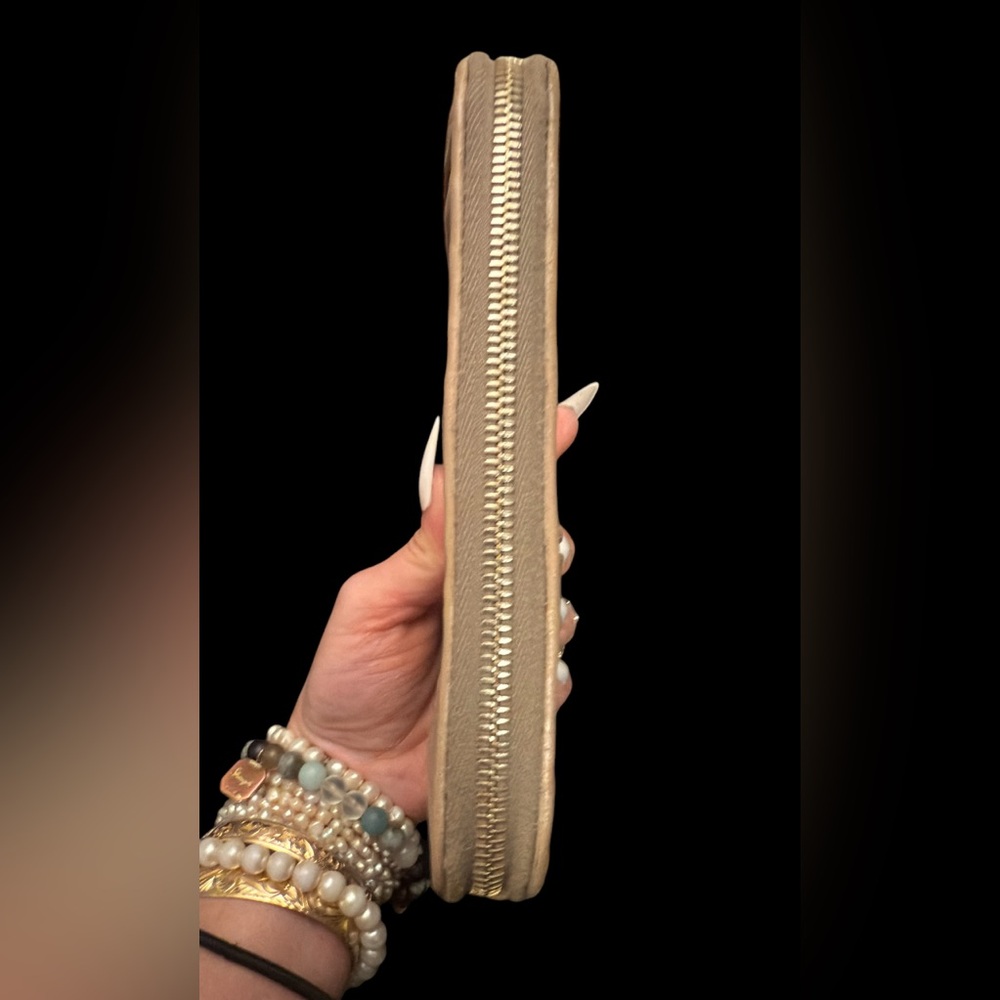 Prada Gaufre Nappa Leather Long Zip Around Zippy Wallet Beige Taupe Juta Pleated - Picture 9 of 13